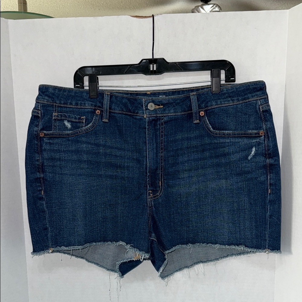 Old Navy Blue High Rise OG Straight Secret Smooth Pockets Plus 3” Shorts Size 18